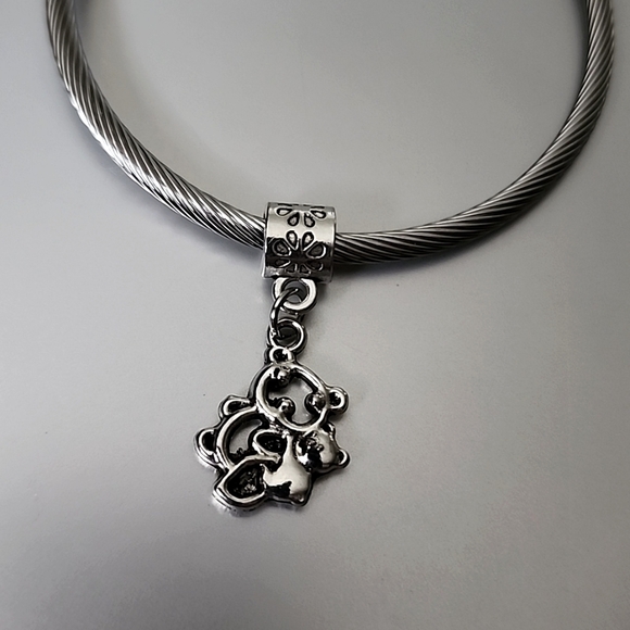 MamaTeddy Bear and BabyCharm for European Style Bracelets Fits Pandora Systems - Picture 1 of 3